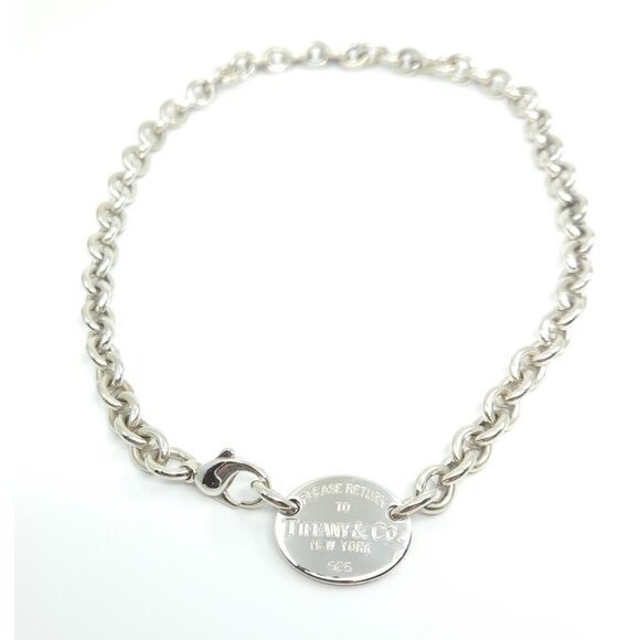 Tiffany & Co Sterling Silver Return to Tiffany Oval Tag Link Necklace 16" - Picture 2 of 12